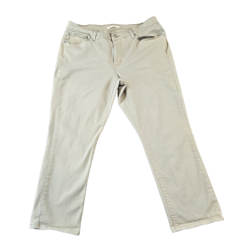 Levi's Women's Beige Denim Jeans Straight Leg Mid Rise 35" X 26" 16 Short